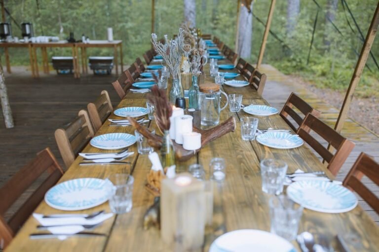 High-quality natural wood dining table