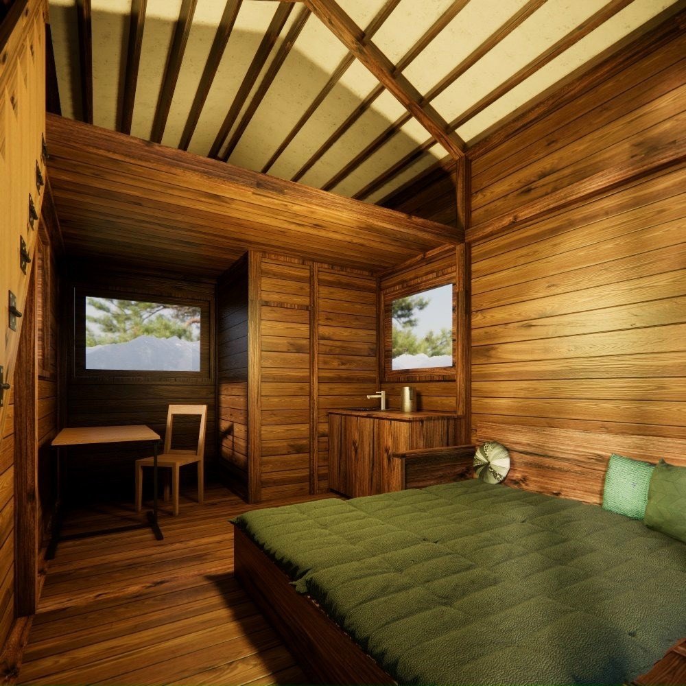 The wooden house is warm and friendly to everyone, especially children